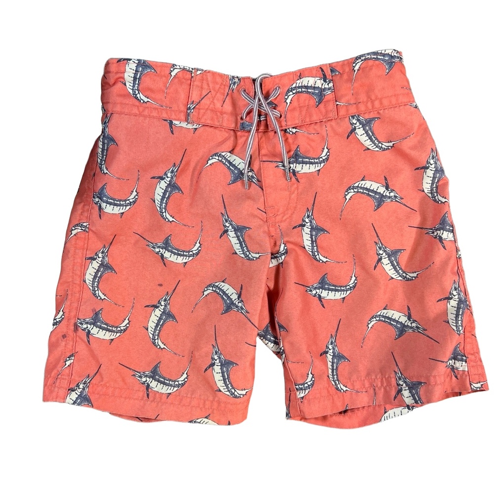 Janie & Jack Board Shorts‎ Coral Fish Print Swim Trunks Mesh Lined Kids Size 2T